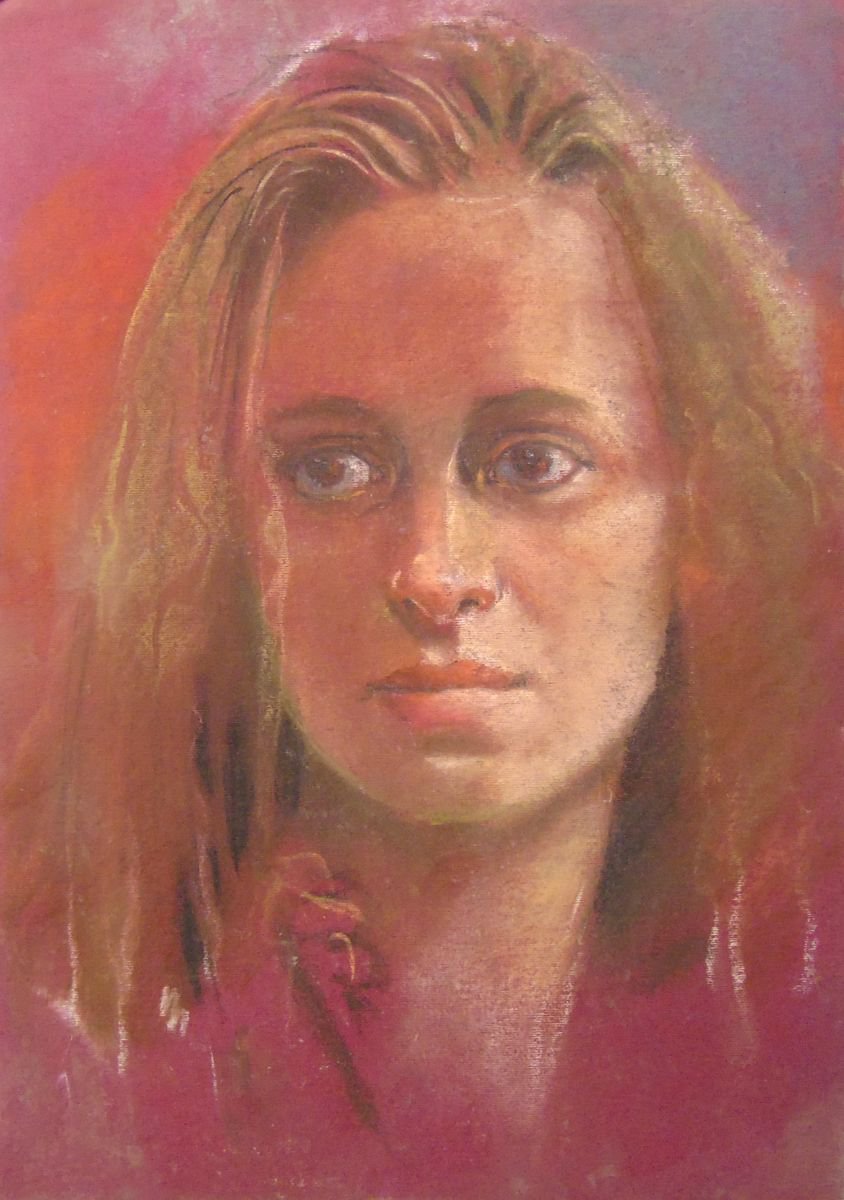 Photorealistic Portrait Pastel Drawing By Yuri Zelonuy, 12 X 16", Stranger 22, Original Artwork
