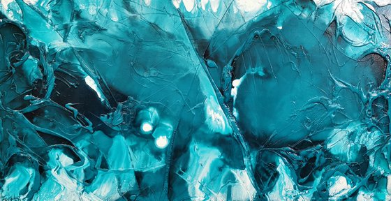 Oceans Rapture 190cm x 100cm Turquoise Textured Abstract Art