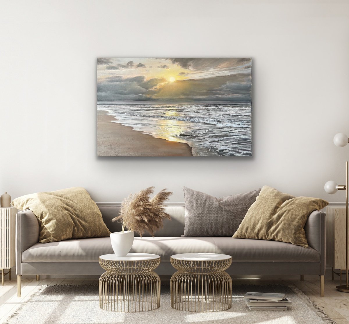 Photorealistic Oil Painting , Storm In Golden Light By Aflatun Israilov, 46 X 30, Artwork For Sale On Artfinder