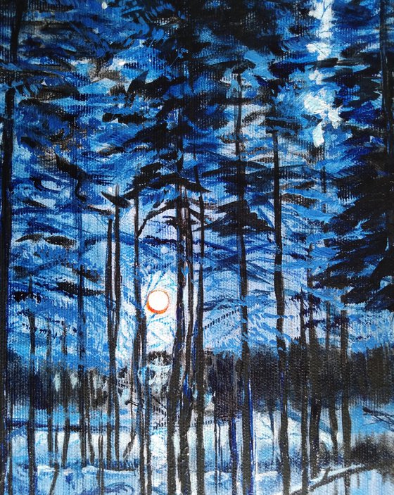 Full moon in the forest