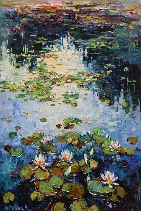 Water lilies Original Oil painting 60 x 90 cm