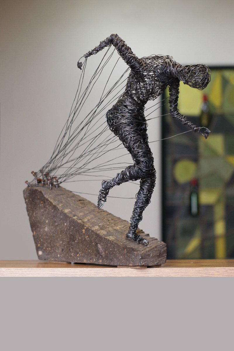 Abstract Portrait Sculpture By Karen Axikyan, 16 X 16", Chained, Original Artwork