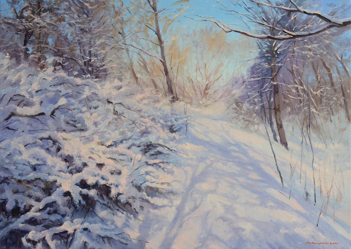 Snowy Slope By Ruslan Kiprych, 28 X 20, Artwork For Sale On Artfinder