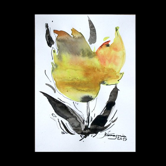 Colorful 15 (yellow Tulip), Watercolor on paper, 15 x 20 cm