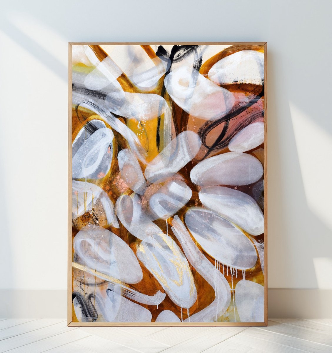 Geometric Abstract Painting By Poovi Art, 36 X 48", Noise Of Silence, Original Artwork