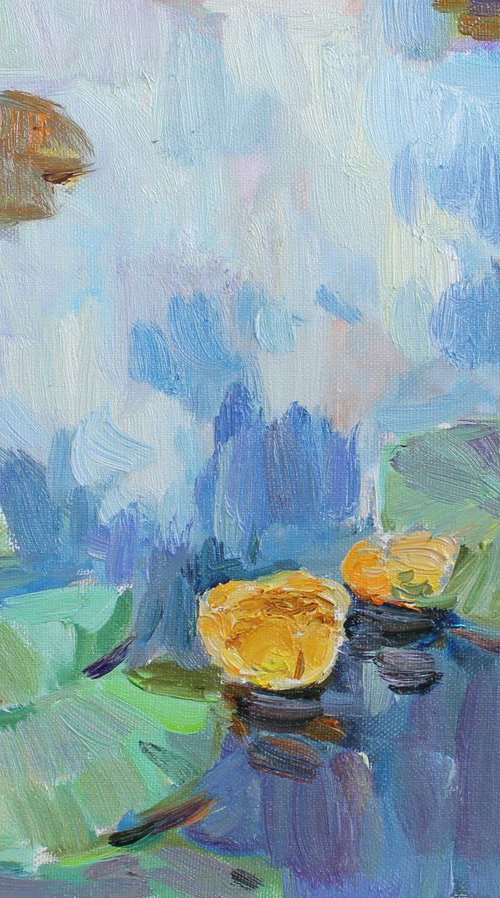 Yellow water lily and sky by Nataliia Nosyk