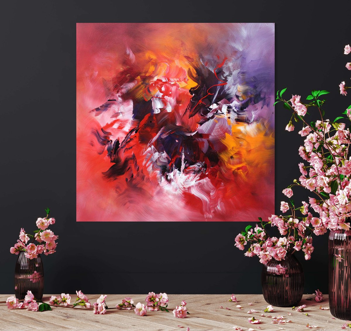 Expressive Abstract Acrylic Painting By Paresh Nrshinga Frsa, 36 X 36", Love To Shine, Original Artwork