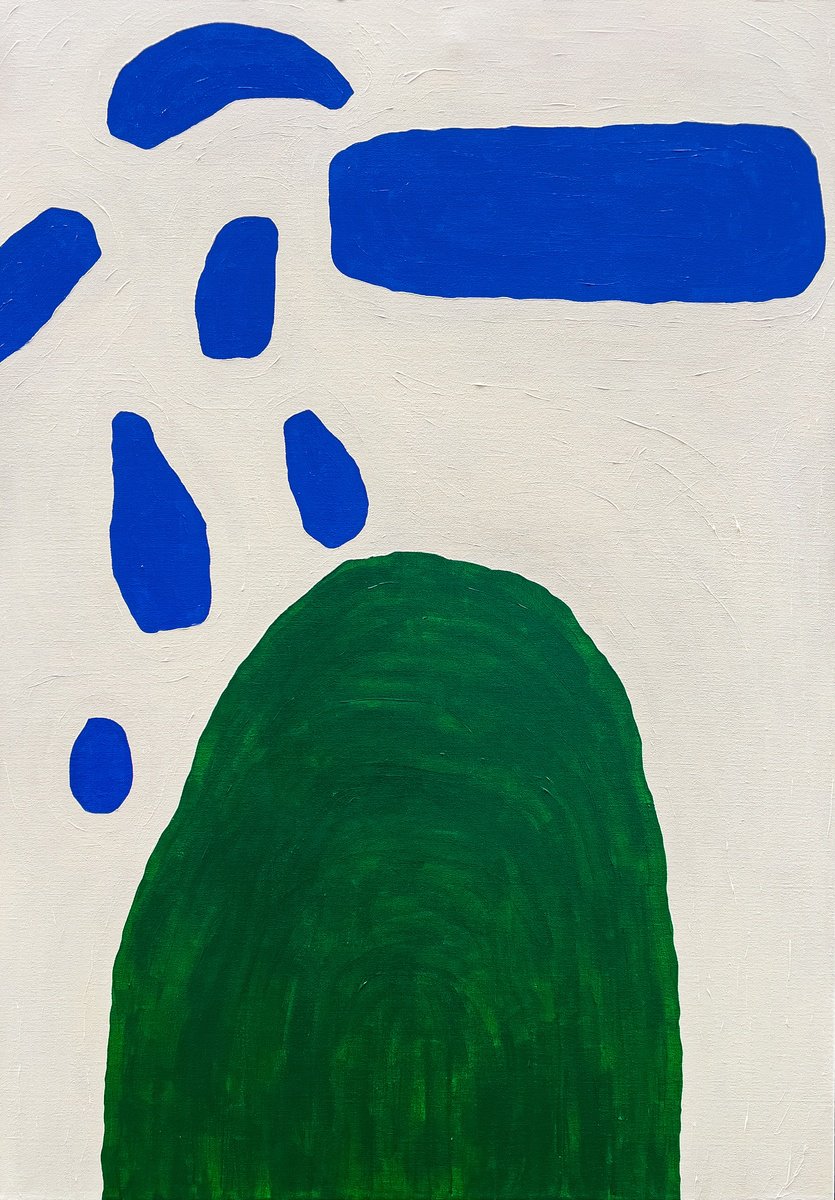 Naive Landscape Acrylic Painting By Ayesha Pearce, 28 X 39, When It Rains, It Pours, Original Artwork