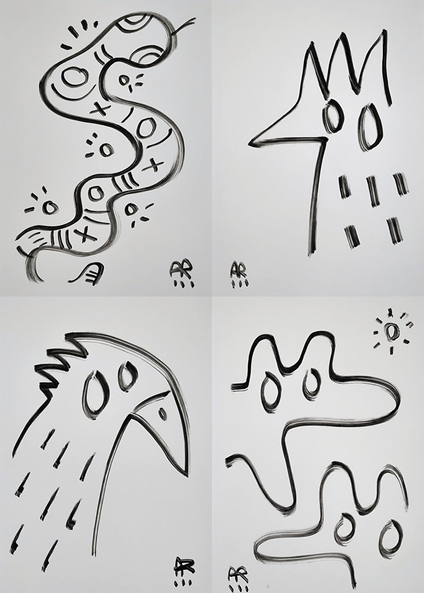 Expressive Portrait Drawing By Angel Rivas, 8 X 12, 5 Drawings B&W, Original Artwork