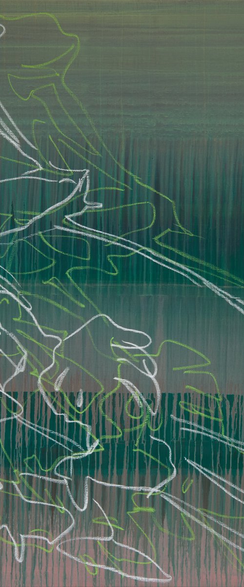 Monstera Double Shadows Green White by Simon Findlay