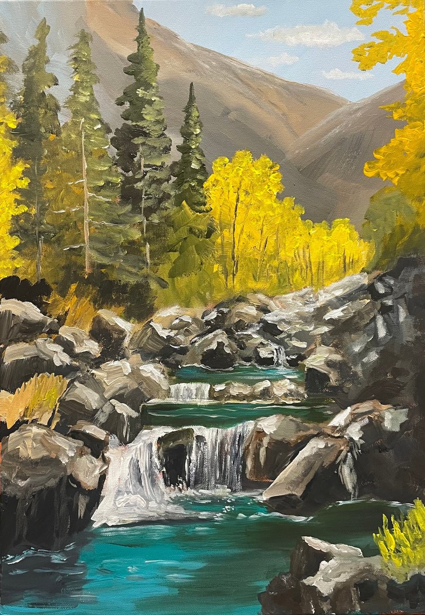 Impressionistic Landscape Acrylic Painting By Aisha Haider, 17 X 24, Untouched Nature, Original Artwork