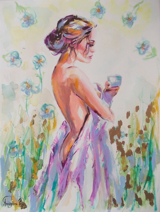 Morning Breeze-Woman Portait Painting-Figurative