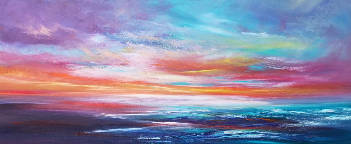 Contemplative Horizons II - seascape, emotional, panoramic by Mel Graham