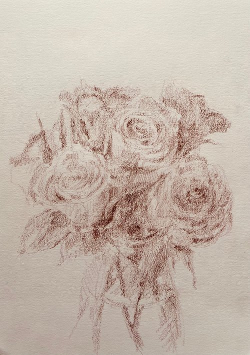 Roses #7 2020. Original charcoal drawing by Yury Klyan