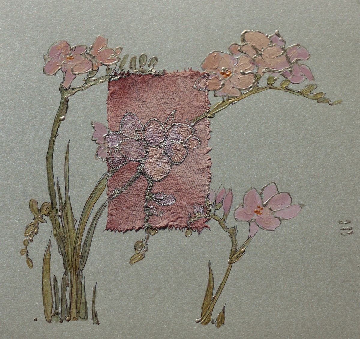 Pale pink freesia flowers by Vlada Lisowska