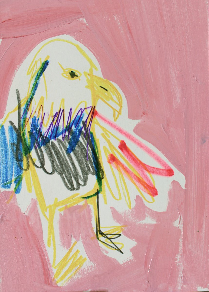 Expressive Animal Print By Milos Hronec, 6 X 8", Chorol Little, Original Artwork