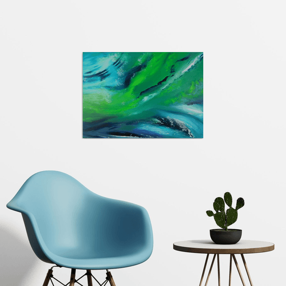 Cool night II - 70x50cm, Original abstract painting, oil on canvas