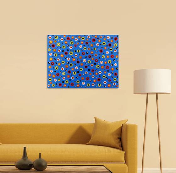 abstract acrylic painting on material canvas with bright colors "colored candies" unique work Alessandro Butera