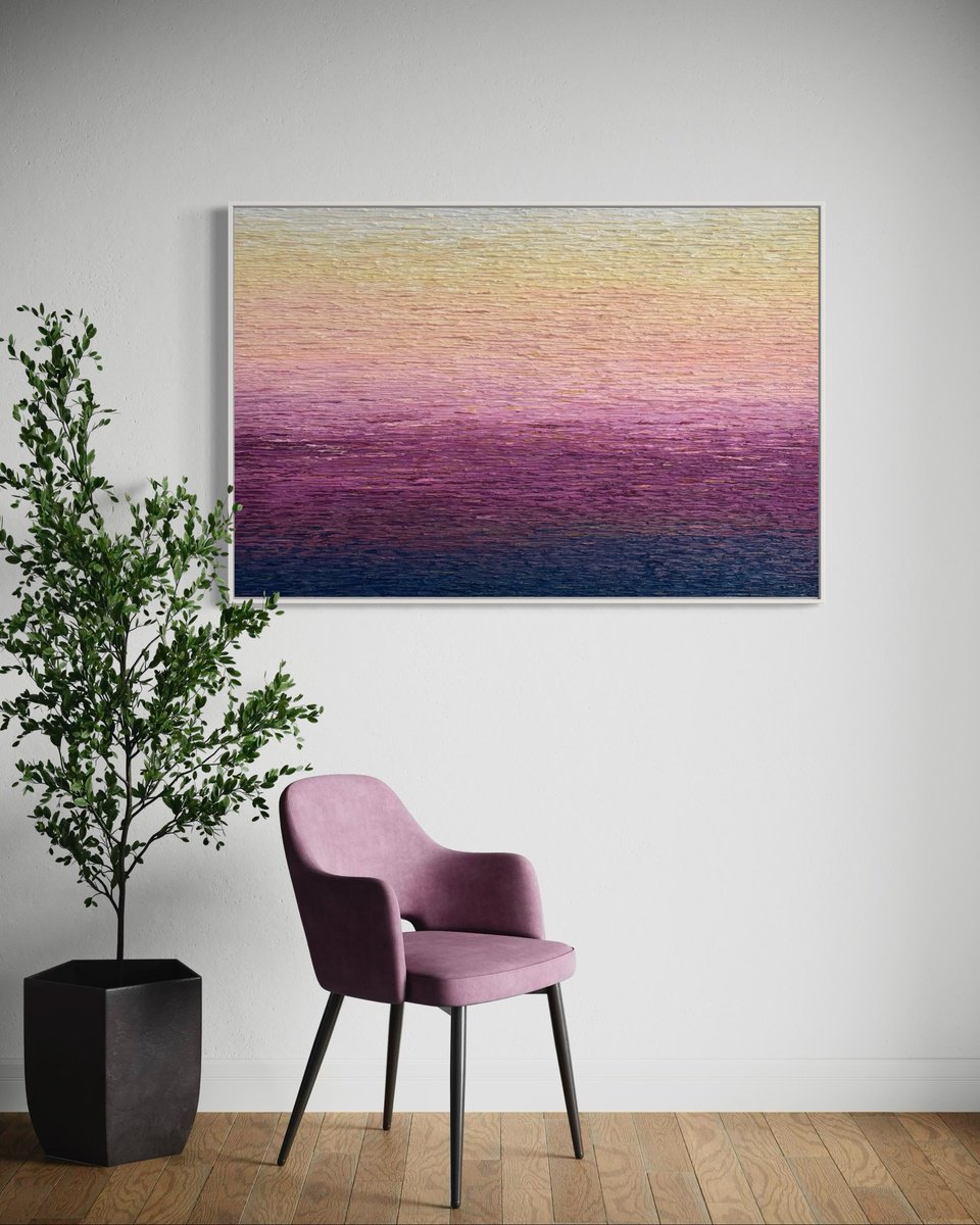 Abstract Acrylic Painting By Daniela Pasqualini, 60 X 40, Serene Twilight, Original Artwork