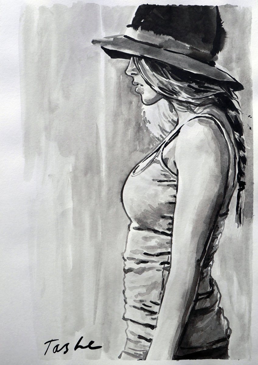 Girl in a hat  /30X42cm by Tashe