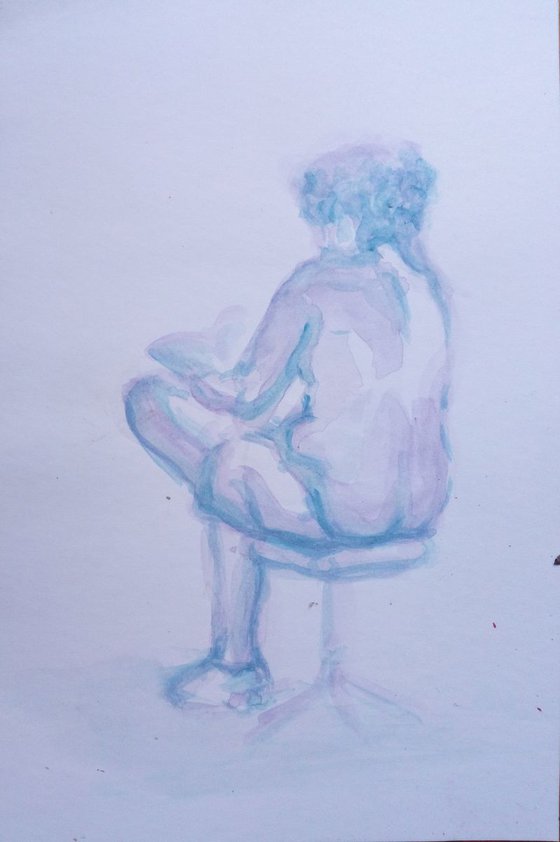 man reading a book (violet and blue)