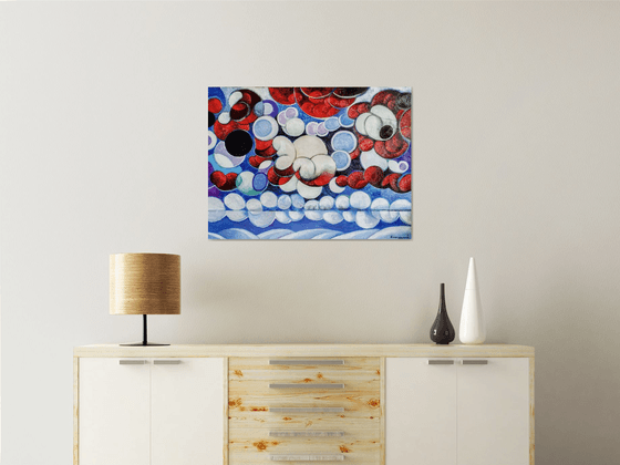 Winter evening-2 (60x80cm, cubism, oil painting, ready to hang)