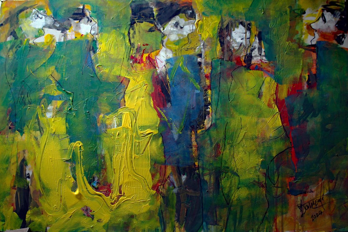 Impressionistic Portrait Acrylic Painting By Jacques Donneaud, 45 X 31, Mascarade Venitienne, Original Artwork