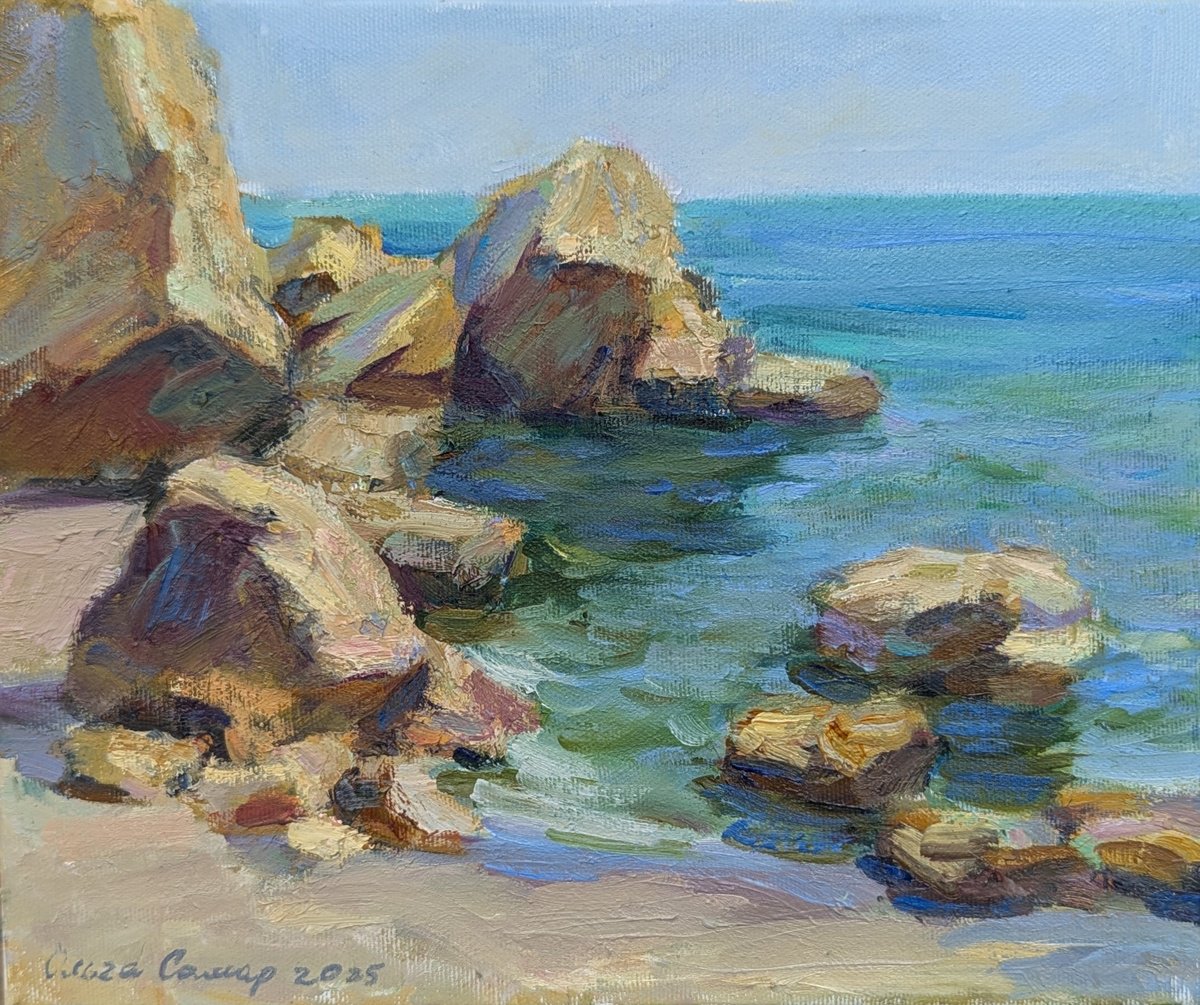 Impressionistic Landscape Oil Painting By Olga Samar, 12 X 10", Sammer Day, Original Artwork