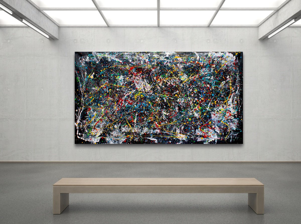 Abstract Acrylic Painting By Juan Jose Garay, 71 X 39", Darksense, Original Artwork