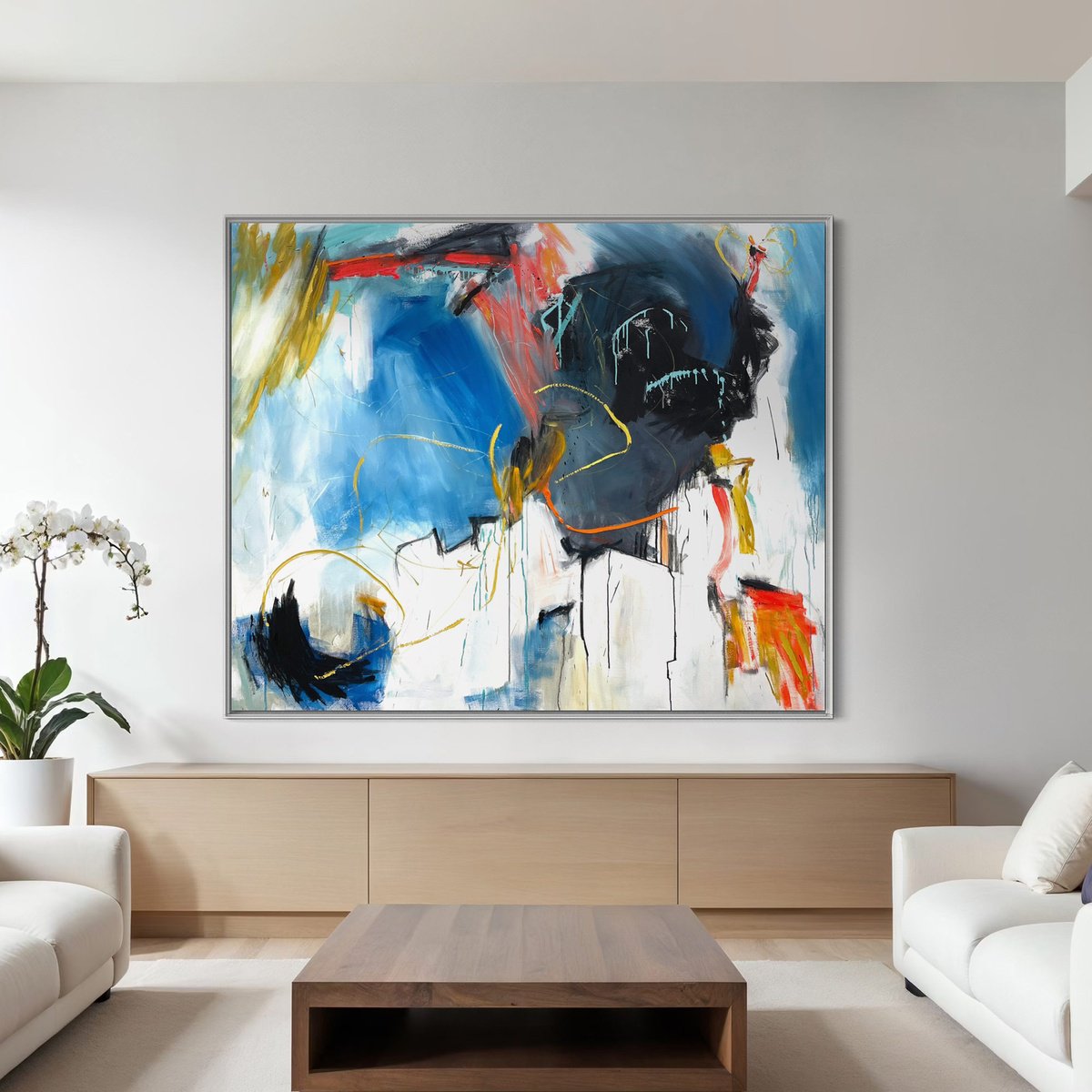 Abstract Acrylic Painting By Cheryl Harrison, 67 X 55, Sink Or Swim, Original Artwork