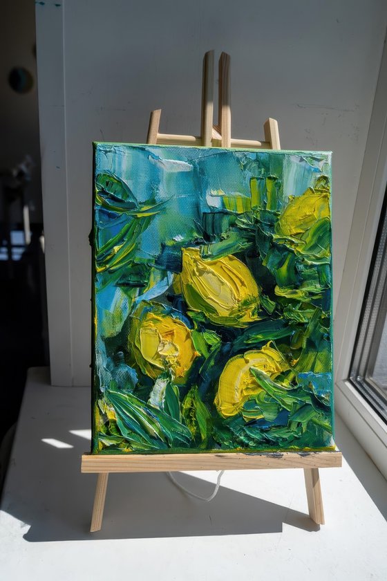 Abstract Lemon Impasto Art