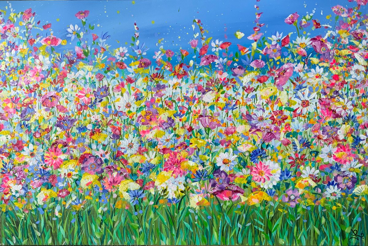 Expressive Botanical Acrylic Painting By Jan Rogers, 36 X 24, Prelude To Spring, Original Artwork