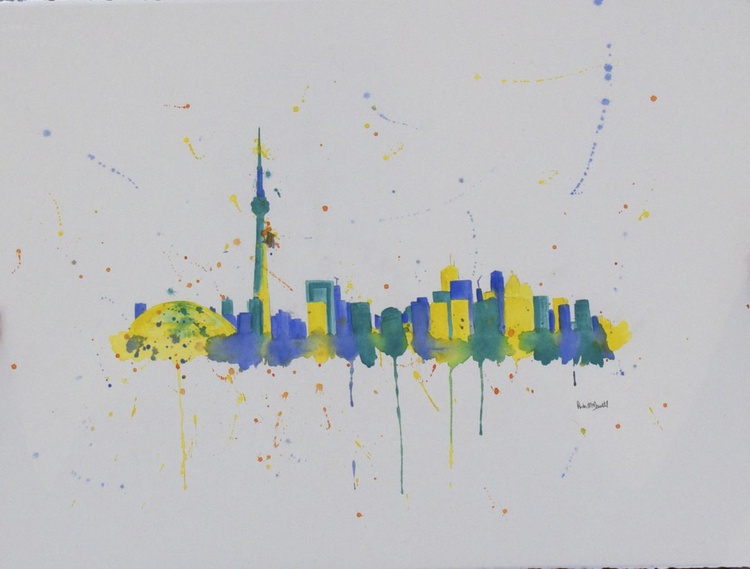 Toronto Skyline Watercolour By Amber Mcdowell Artfinder