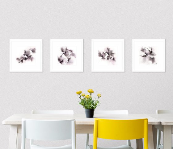 Gray abstract flowers