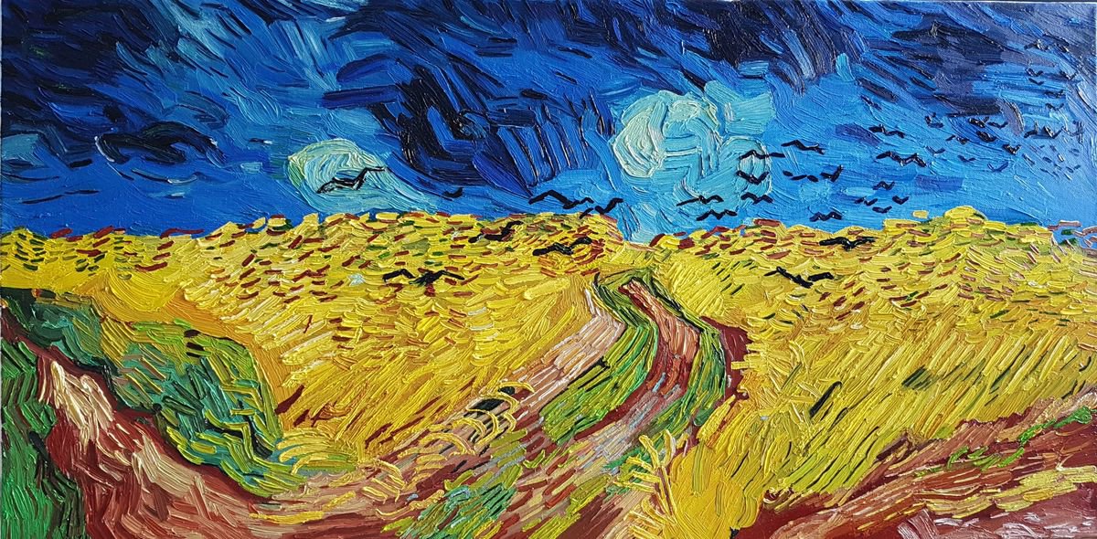 Wheatfield with Crows - Van Gogh hommage Oil painting by Robin Funk