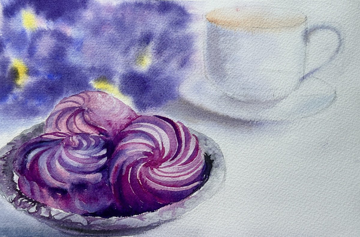 Impressionistic Watercolour , Delicious Marshmallow By Oleksandra Padushyna, 11 X 7, Artwork For Sale On Artfinder