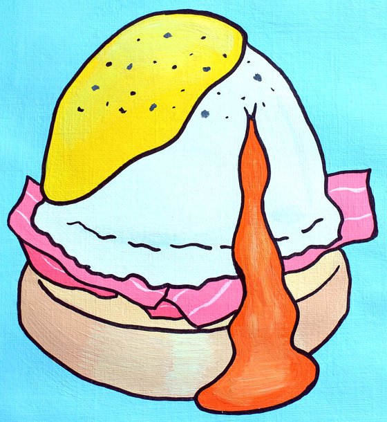 Eggs Benedict Pop Art Painting On A4 Paper