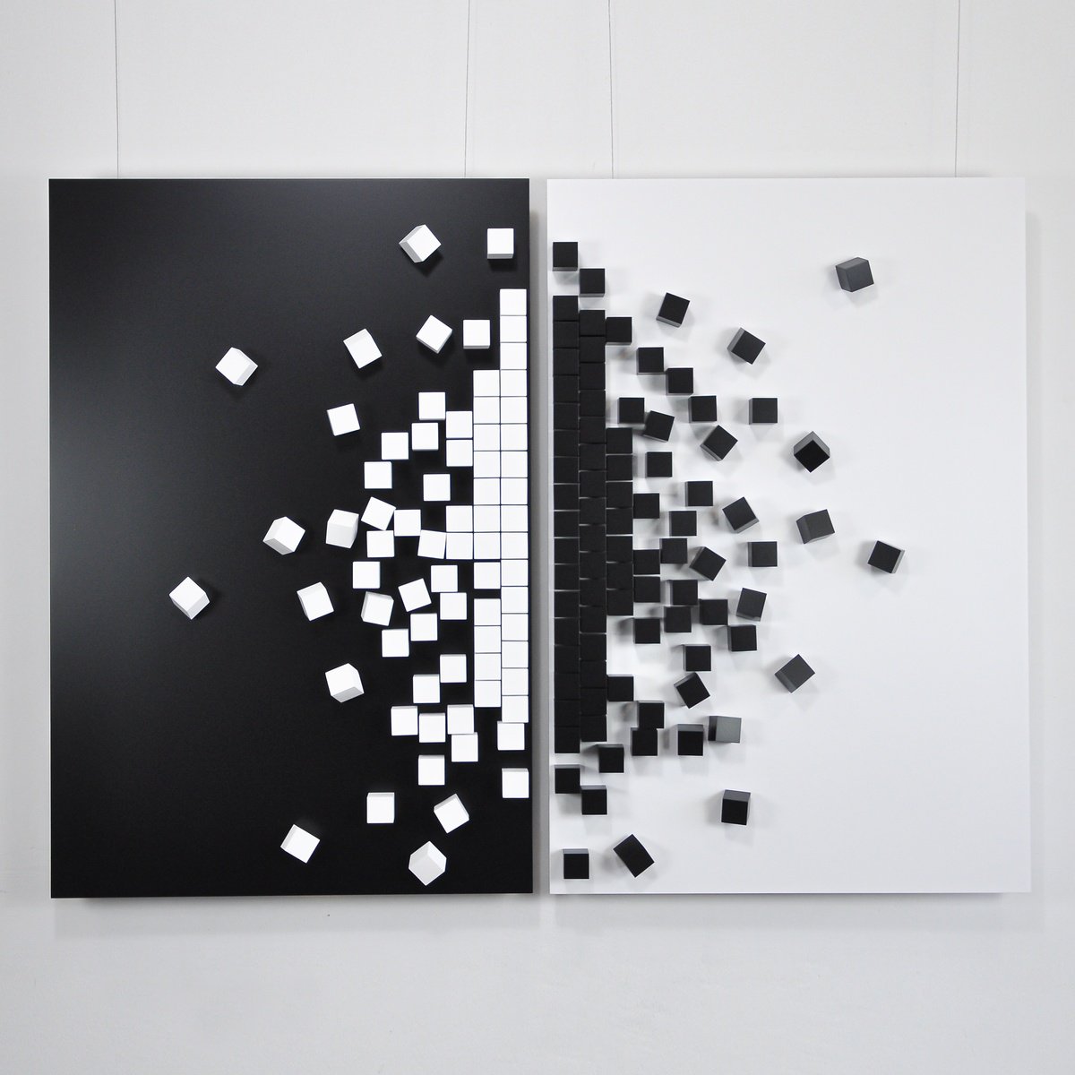 Geometric Abstract Wood Sculpture By Andrij Savchuk, 26 X 39, Harmony Of Contrast (Diptych), Original Artwork