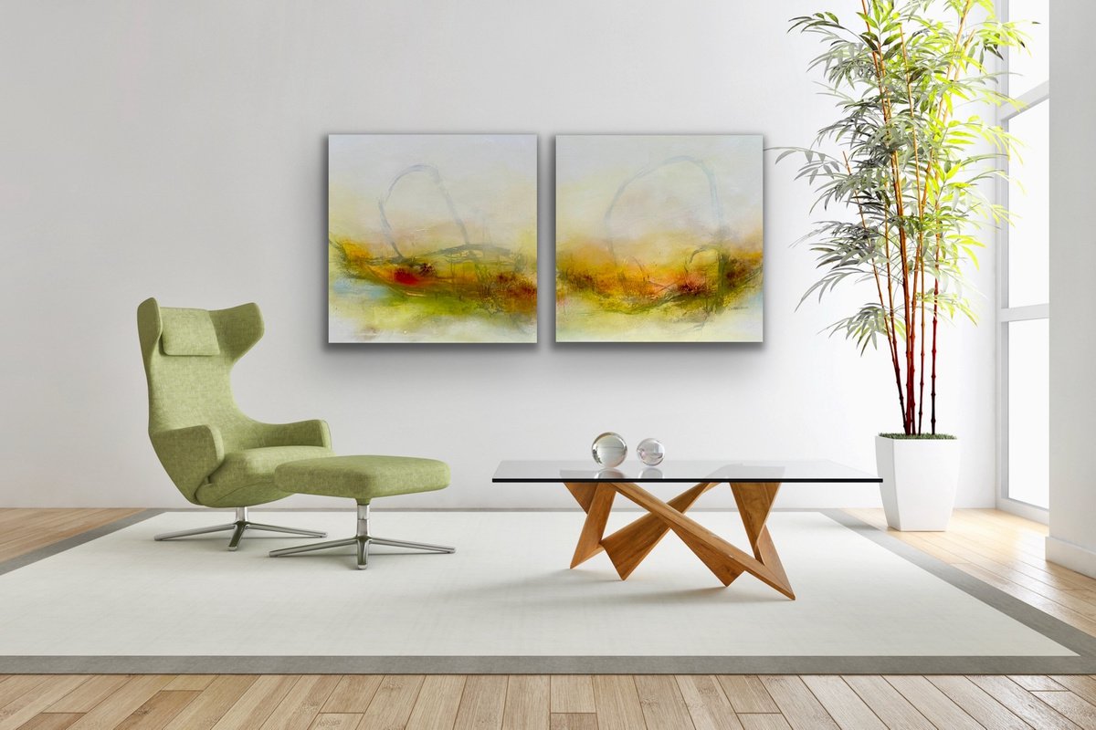 Natural beauty I diptych I natural abstract artwork I ready to hang I 2019 by Kirsten Schankweiler