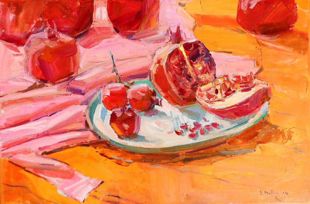 Holiday Pomegranate By Yehor Dulin, 24 X 16, Artwork For Sale On Artfinder