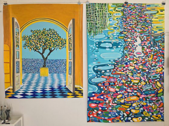 Mediterranean Seascape With Lemon Tree