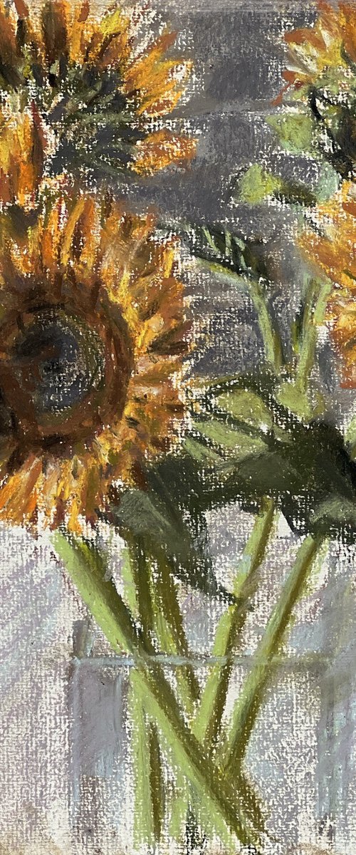 Sunflowers in a vase by Louise Gillard