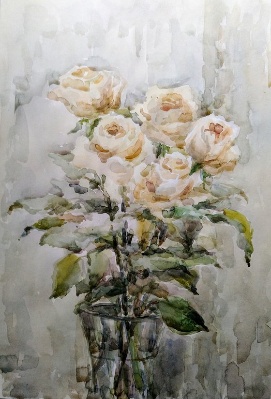 Roses. Original watercolour painting.