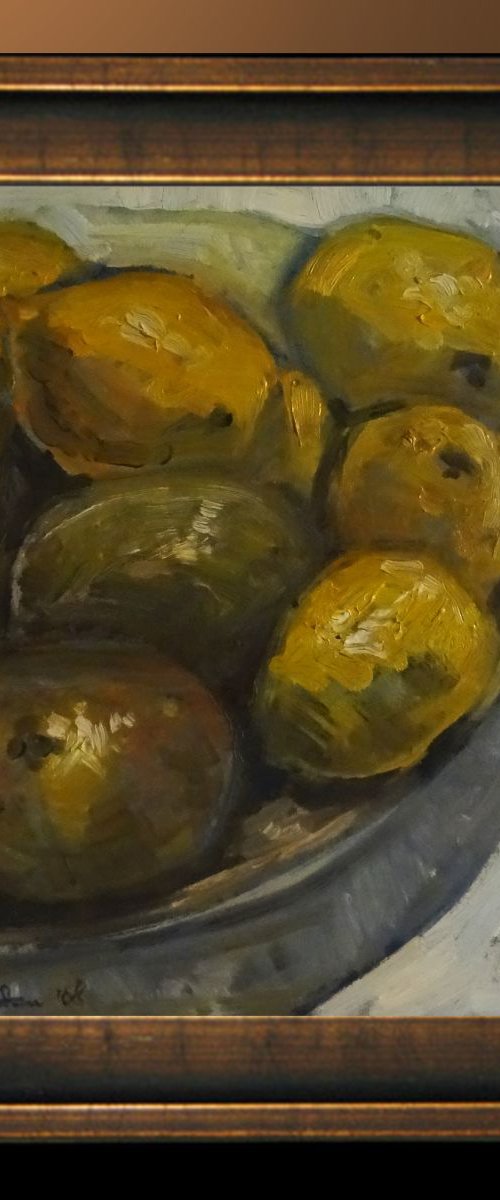 still life with lemons and some onions by Cosmin Tudor Sîrbulescu