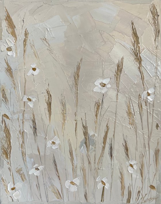 Oil painting “Summer field 4” impasto art 22x28cm 9x11inch