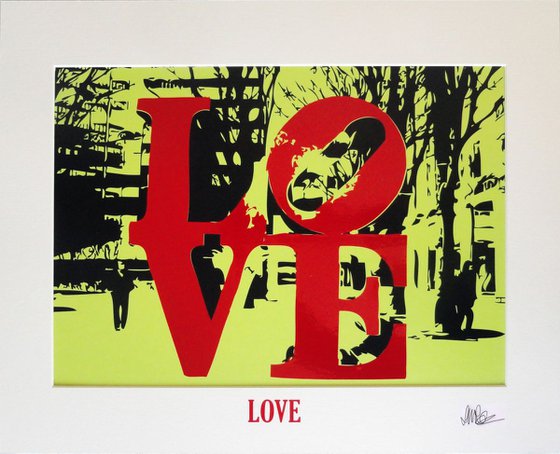 'LOVE' - Red on Lime Green