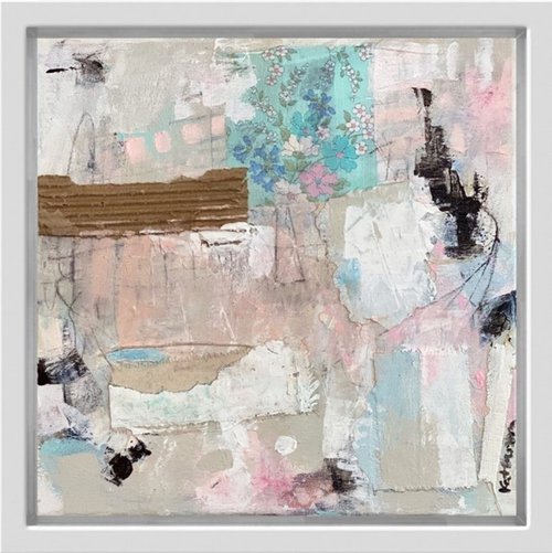 Stop and Smell the Flowers - Calm Abstract Expressionism Collage by Kat Crosby