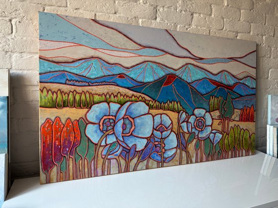 Blue poppies in the mountains