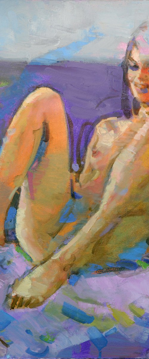 Acrylic  Painting on canvas "Nude" by Eugene Segal