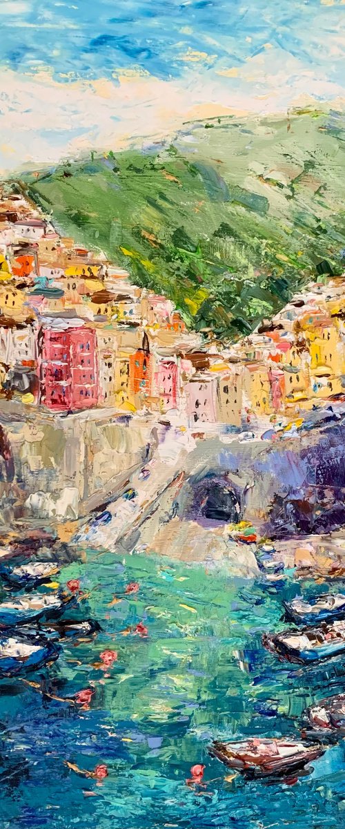 Coastal village of Riomaggiore by Vilma Gataveckienė